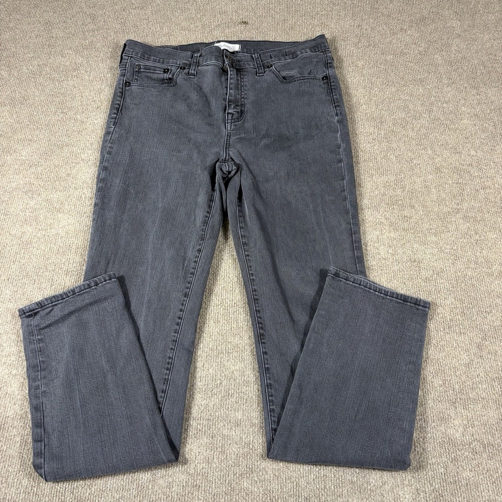 Madewell Alley Straight Gray Jeans Womens 32 High Rise Stretch Denim Pants